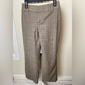 Banana Republic Sz 4 Brown Check Trousers Lined Wool Career Pants Pockets